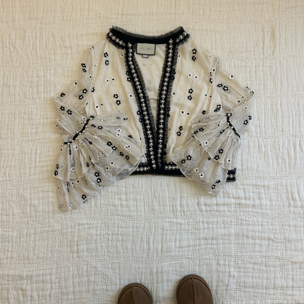 Alexis Sheer Black and White Floral Blouse